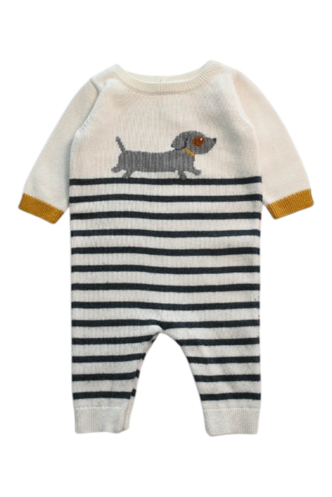 A Beige Long Sleeve Rompers from Jacadi in size 3-6M for girl. (Front View)