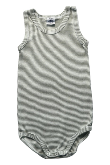 A Grey Sleeveless Bodysuits from Petit Bateau in size 18-24M for neutral. (Front View)