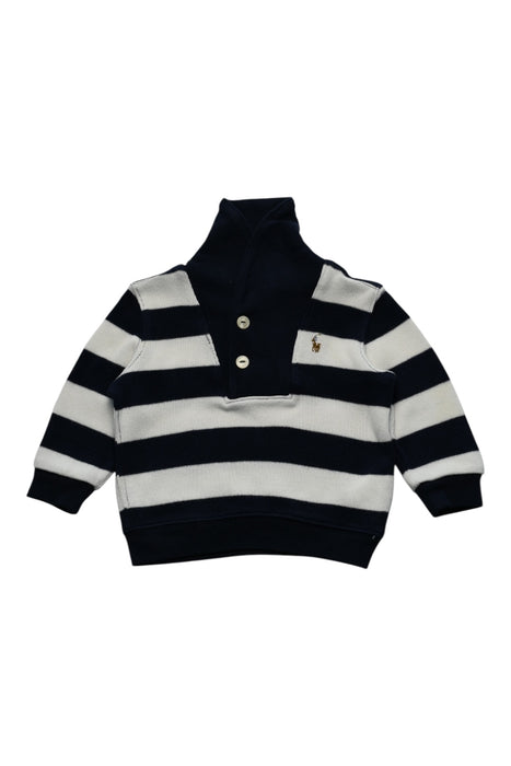 A Navy Buttoned Sweatshirts from Ralph Lauren in size 6-12M for boy. (Front View)