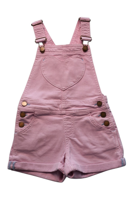 A Pink Overall Shorts from Boden in size 4T for girl. (Front View)