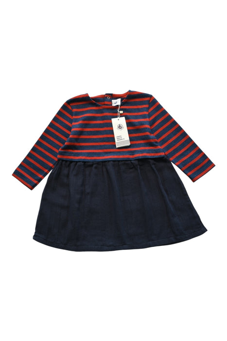 A Navy Long Sleeve Dresses from Petit Bateau in size 18-24M for girl. (Front View)