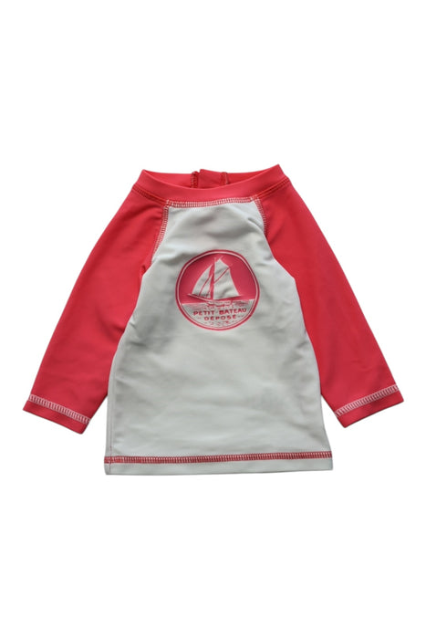 A Red Rash Guards from Petit Bateau in size 3-6M for girl. (Front View)