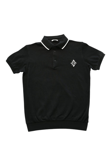 A Black Short Sleeve Polos from Dolce & Gabbana in size 9Y for boy. (Front View)