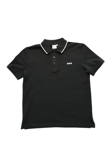 A Black Short Sleeve Polos from Boss in size 12Y for boy. (Front View)