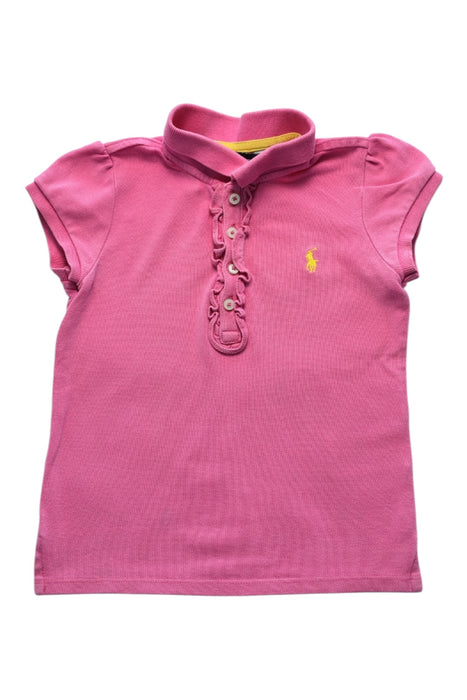 A Pink Short Sleeve Polos from Ralph Lauren in size 4T for girl. (Front View)