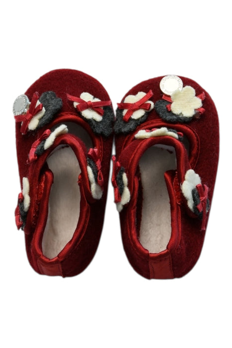 A Red Booties from Monnalisa in size Newborn for girl. (Front View)
