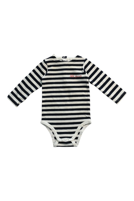 A Navy Long Sleeve Bodysuits from Jacadi in size 3-6M for neutral. (Front View)