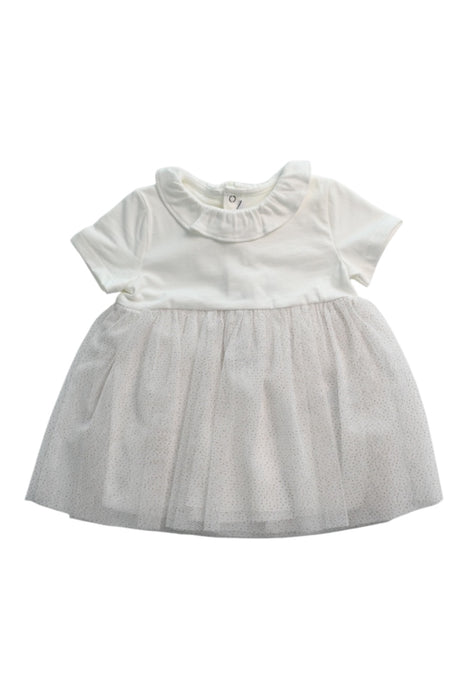 A White Short Sleeve Dresses from Petit Bateau in size 3-6M for girl. (Front View)