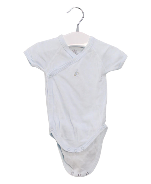A Blue Short Sleeve Bodysuits from Petit Bateau in size 0-3M for boy. (Front View)