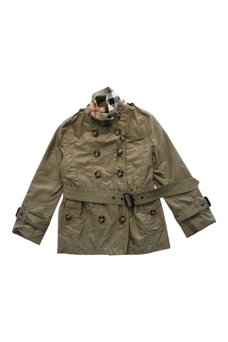 A Beige Coats from Burberry in size 4T for girl. (Front View)