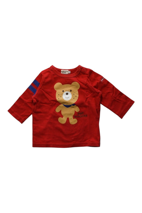 A Red Long Sleeve T Shirts from Miki House in size 6-12M for boy. (Front View)