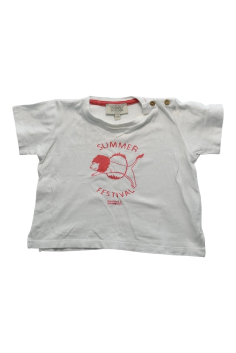 A White Short Sleeve T Shirts from Bonnet à Pompon in size 12-18M for boy. (Front View)