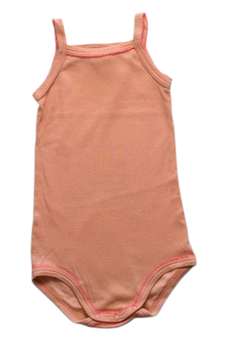 A Peach Sleeveless Bodysuits from Petit Bateau in size 6-12M for girl. (Front View)