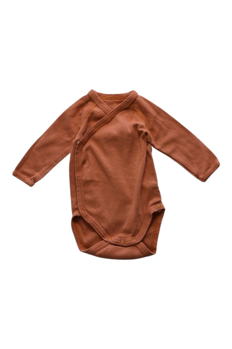 A Brown Long Sleeve Bodysuits from Petit Bateau in size 0-3M for neutral. (Front View)