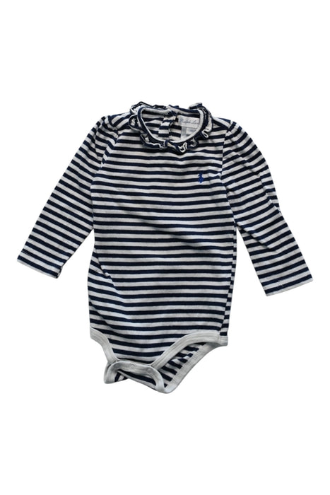 A Navy Long Sleeve Bodysuits from Ralph Lauren in size 6-12M for neutral. (Front View)