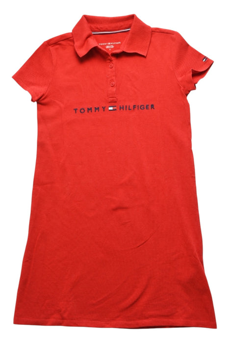 A Red Short Sleeve Dresses from Tommy Hilfiger in size 7Y for girl. (Front View)