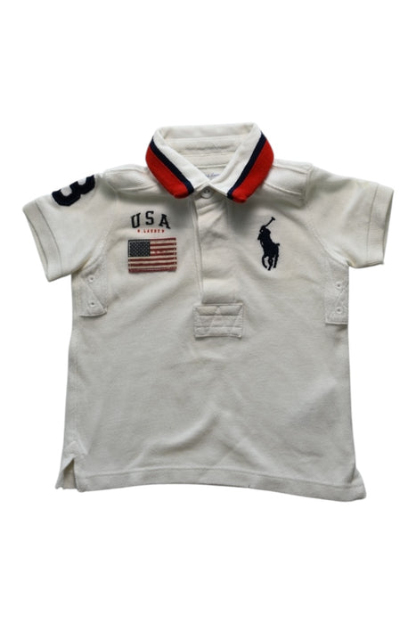 A White Short Sleeve Polos from Ralph Lauren in size 6-12M for boy. (Front View)
