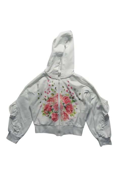 A White Hooded Sweatshirts from Monnalisa in size 5T for girl. (Front View)