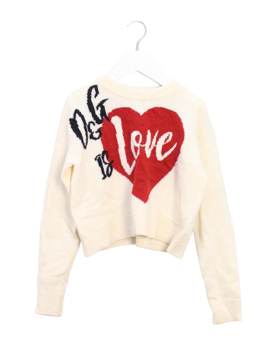 A Ivory Knit Sweaters from Dolce & Gabbana in size 7Y for girl. (Front View)