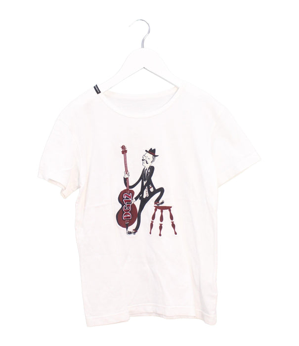 A White Short Sleeve T Shirts from Dolce & Gabbana in size 7Y for boy. (Front View)