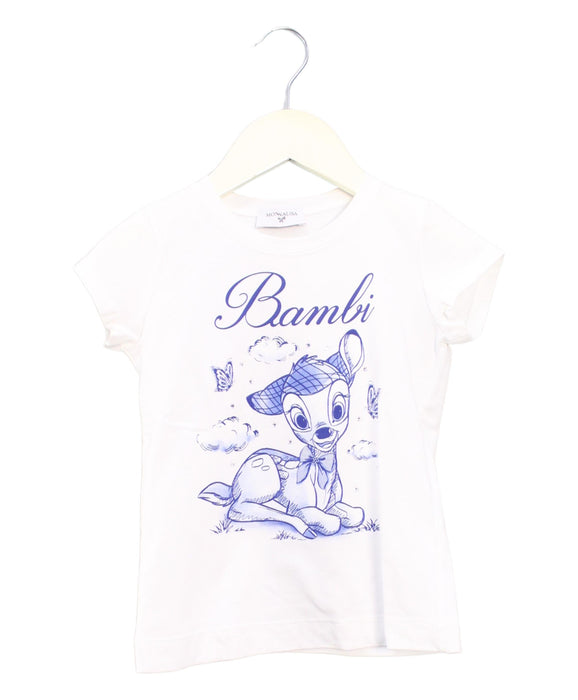 A White Short Sleeve T Shirts from Monnalisa in size 4T for girl. (Front View)