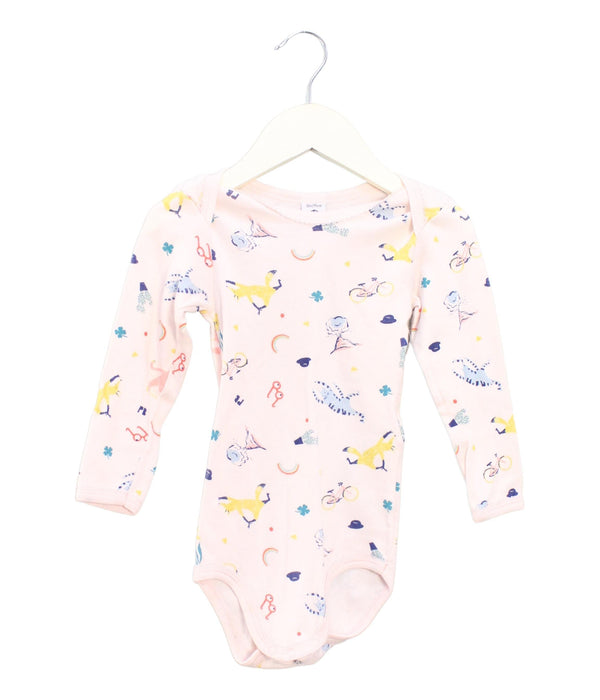 A Pink Long Sleeve Bodysuits from Petit Bateau in size 3T for girl. (Front View)