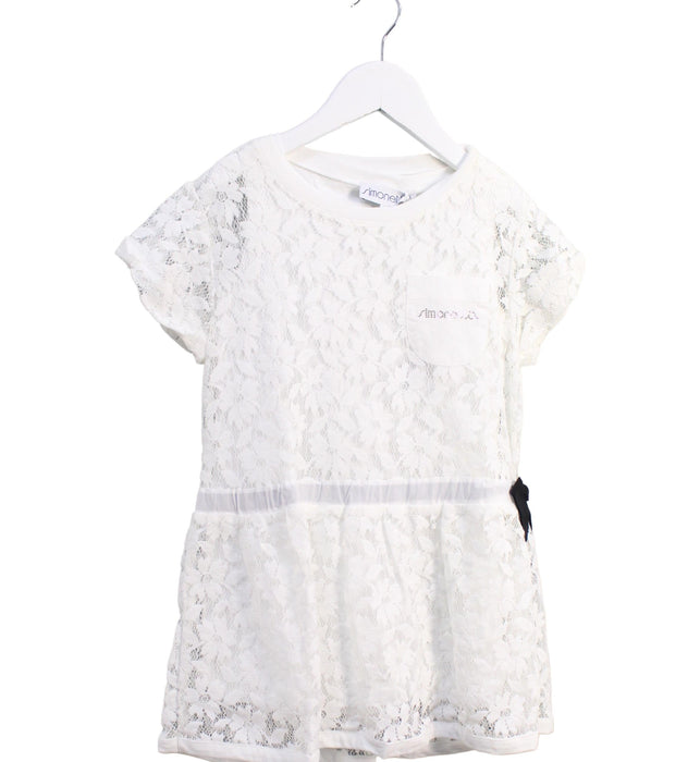 A White Short Sleeve Dresses from Simonetta in size 4T for girl. (Front View)