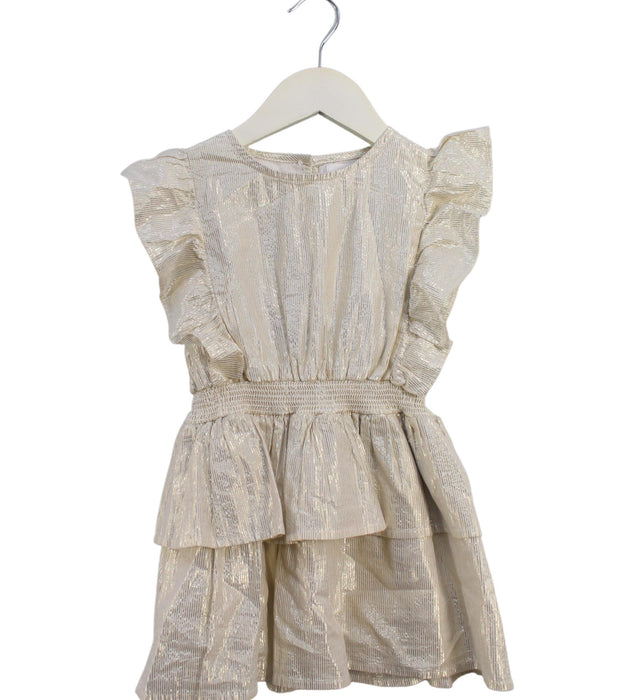 A Gold Short Sleeve Dresses from Seed in size 2T for girl. (Front View)