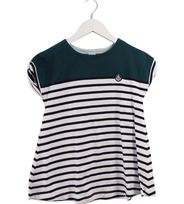 A Navy Short Sleeve Dresses from Petit Bateau in size 4T for girl. (Front View)