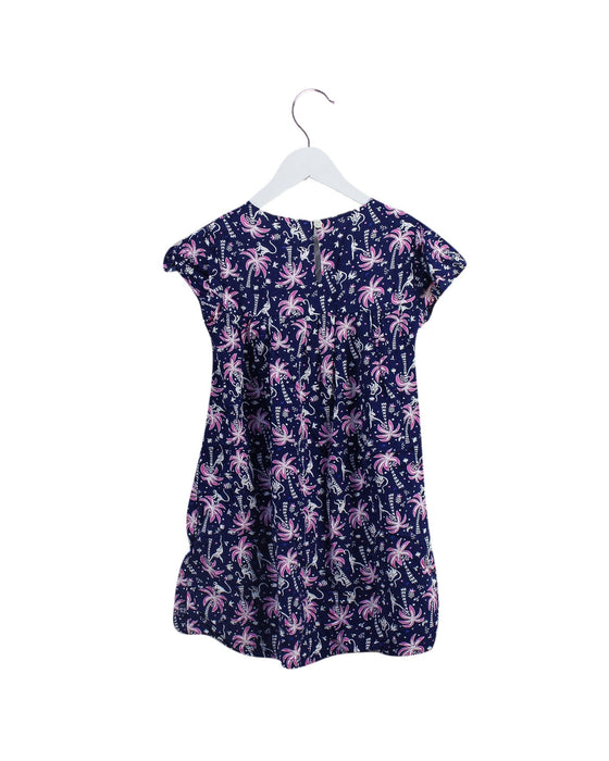A Navy Short Sleeve Dresses from La Compagnie des Petits in size 5T for girl. (Back View)