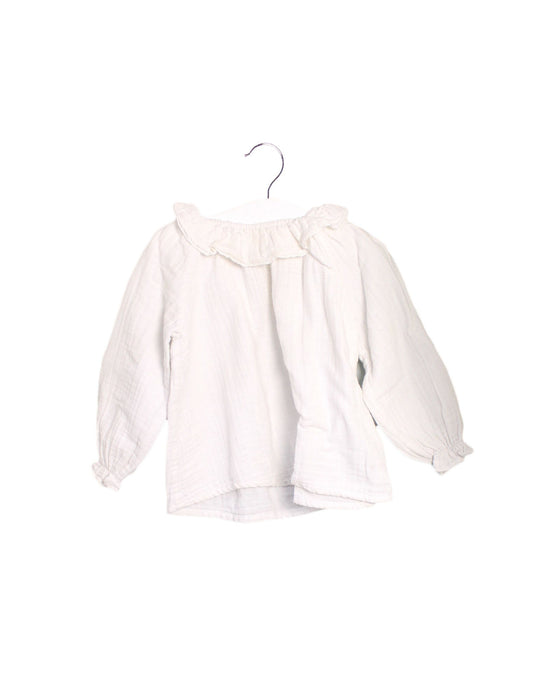 A White Long Sleeve Tops from Bonton in size 12-18M for girl. (Front View)