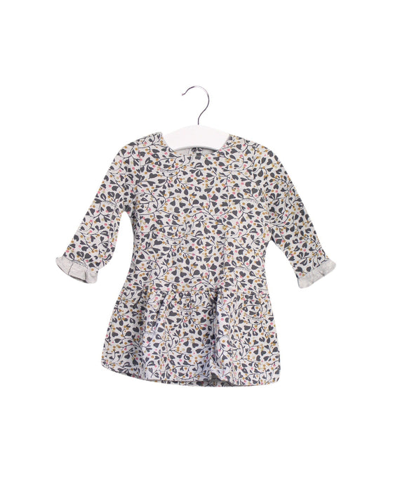 A Grey Long Sleeve Dresses from Petit Bateau in size 6-12M for girl. (Front View)
