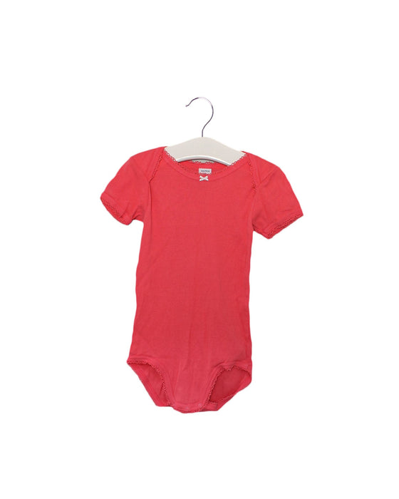 A Red Short Sleeve Bodysuits from Petit Bateau in size 3T for girl. (Front View)