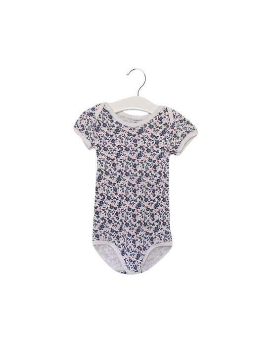 A Navy Short Sleeve Bodysuits from Petit Bateau in size 18-24M for girl. (Front View)