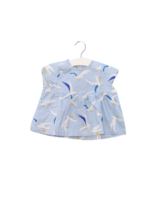 A Blue Short Sleeve Tops from Petit Bateau in size 3-6M for girl. (Front View)