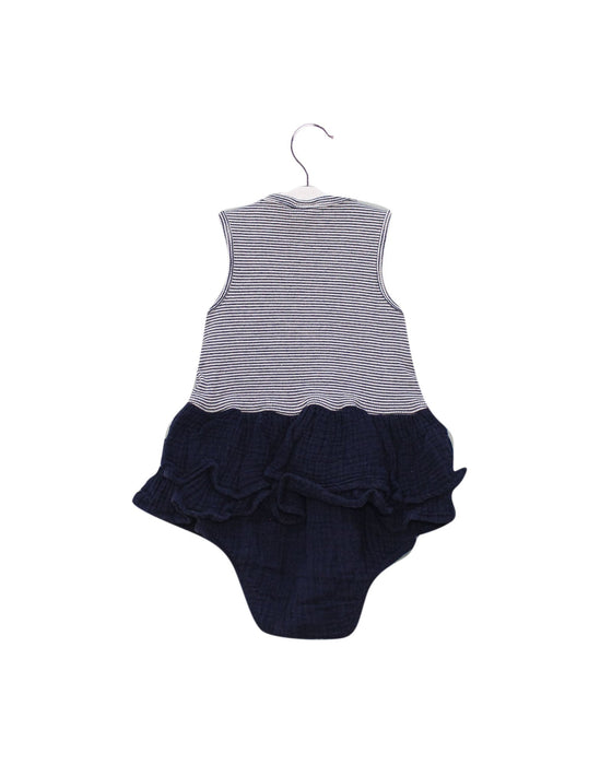 A Navy Sleeveless Bodysuits from Seed in size 6-12M for girl. (Back View)