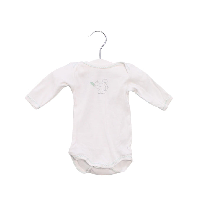 A White Long Sleeve Bodysuits from Petit Bateau in size 0-3M for girl. (Front View)