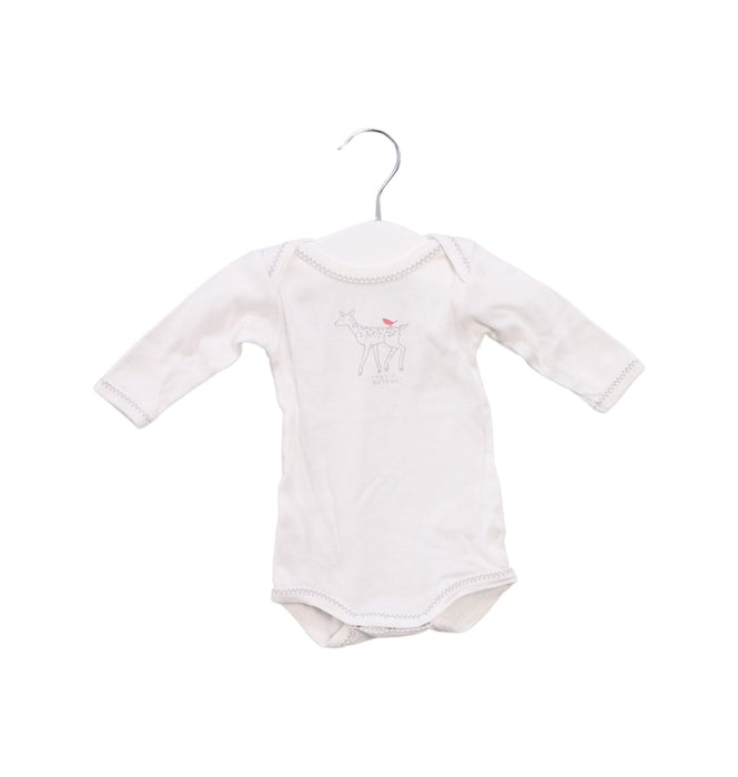 A White Long Sleeve Bodysuits from Petit Bateau in size 0-3M for girl. (Front View)