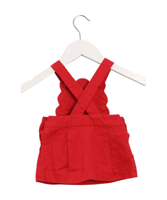 A Red Overall Dresses from Jacadi in size 3-6M for girl. (Back View)