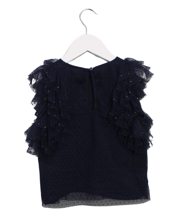 A Navy Sleeveless Tops from Velveteen in size 5T for girl. (Back View)