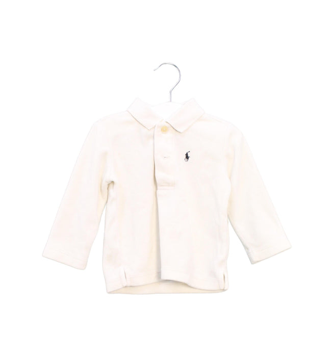 A Ivory Long Sleeve Polos from Ralph Lauren in size 6-12M for neutral. (Front View)