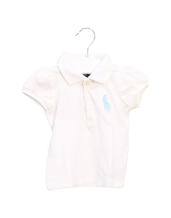 A White Short Sleeve Polos from Ralph Lauren in size 6-12M for girl. (Front View)