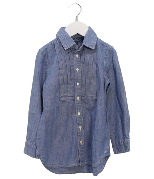 A Blue Shirts from Polo Ralph Lauren in size 4T for girl. (Front View)