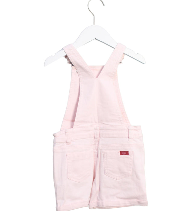 A Pink Overall Shorts from Seed in size 4T for girl. (Back View)