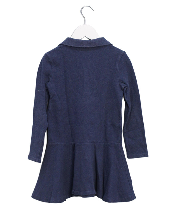 A Navy Long Sleeve Dresses from Polo Ralph Lauren in size 5T for girl. (Back View)