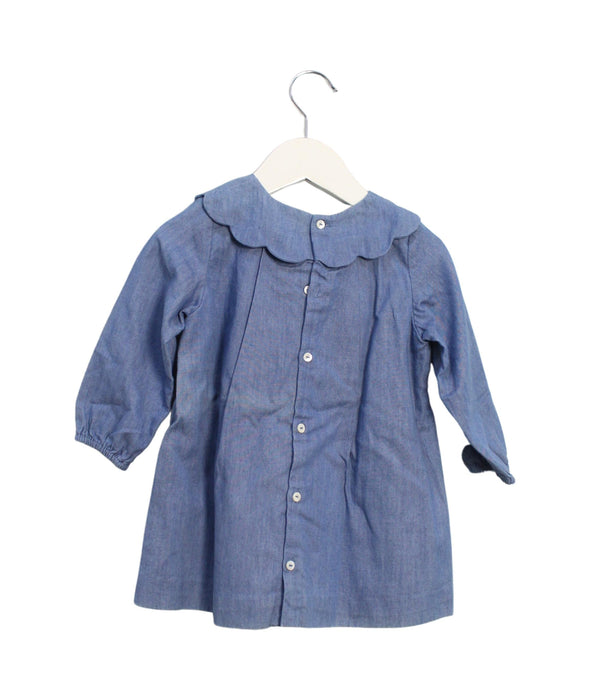 A Blue Long Sleeve Dresses from Jacadi in size 12-18M for girl. (Back View)