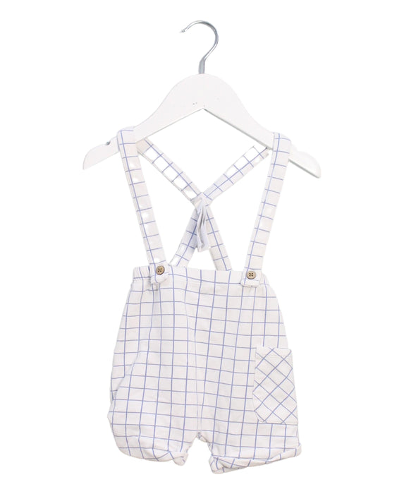 A White Overall Shorts from Mayoral in size 6-12M for boy. (Front View)