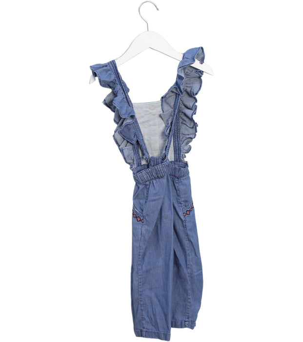 A Blue Sleeveless Rompers from Velveteen in size 4T for girl. (Back View)