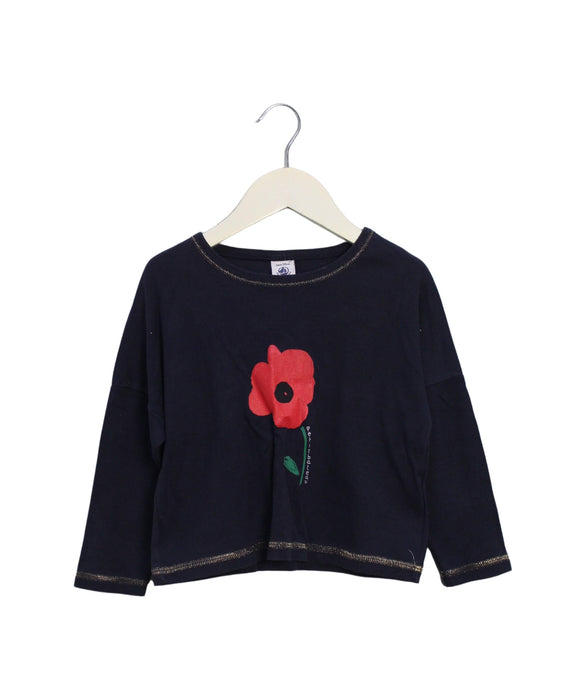 A Navy Long Sleeve Tops from Petit Bateau in size 3T for girl. (Front View)