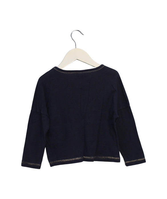 A Navy Long Sleeve Tops from Petit Bateau in size 3T for girl. (Back View)